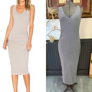 James Perse Revolve Skinny Ruched Tank Dress in Ore Pigment ~ Size 3 (L) 🧡🍄